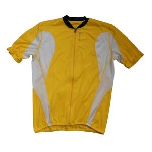 Sugoi Mens Cycling Jersey Yellow White Full Zip Short Sleeve Large L